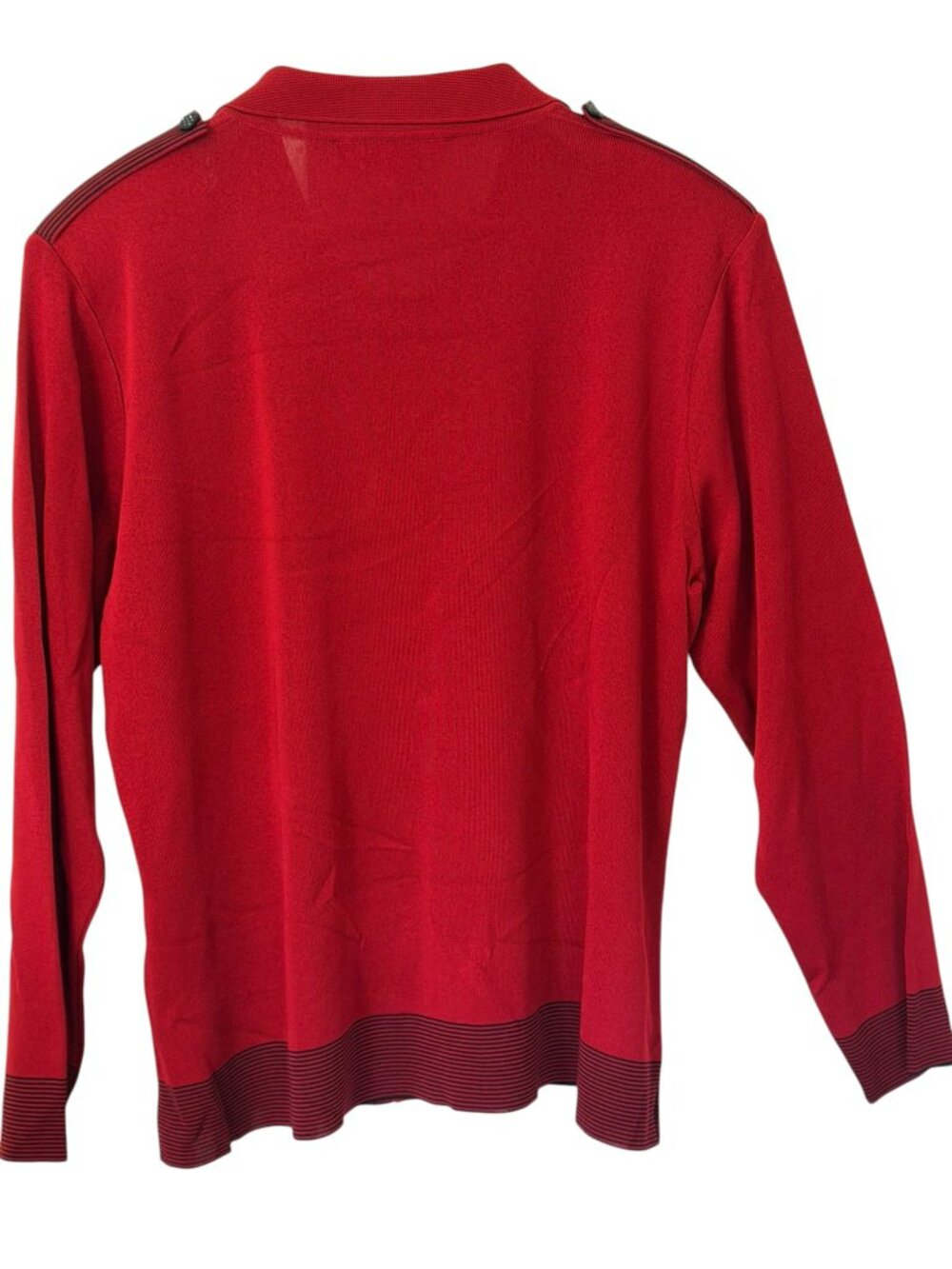NWOT Exclusively Misook Women Knit Jacket Cardigan Long Sleeve Red Black Trim 1X - Picture 2 of 10